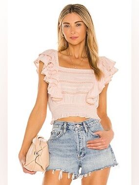 Tularosa Ruffle Smocked Crop Top